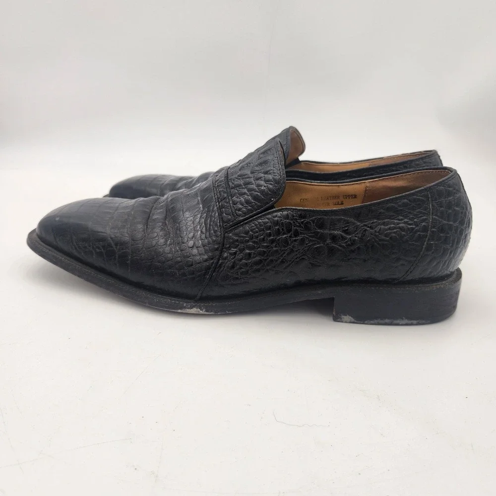 Giorgio Brutini Black Crocodile Embossed Leather Square Toe Loafers Mens 933991